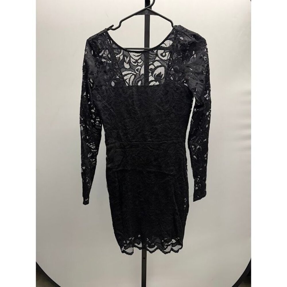 Forever21 Black Lace Long Sleeve Open Back Bodycon Dress